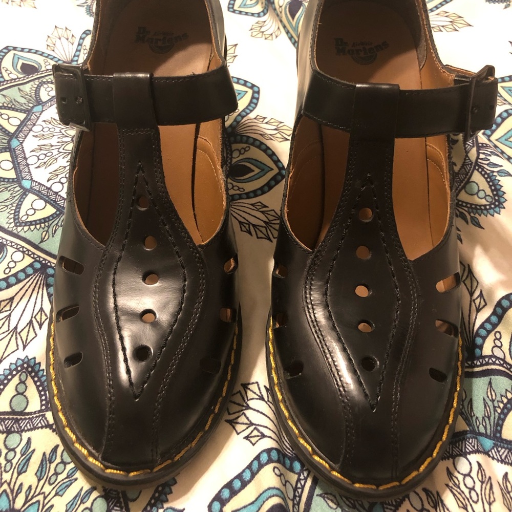 Black heeled Dr Marten Mary Janes. Size 8